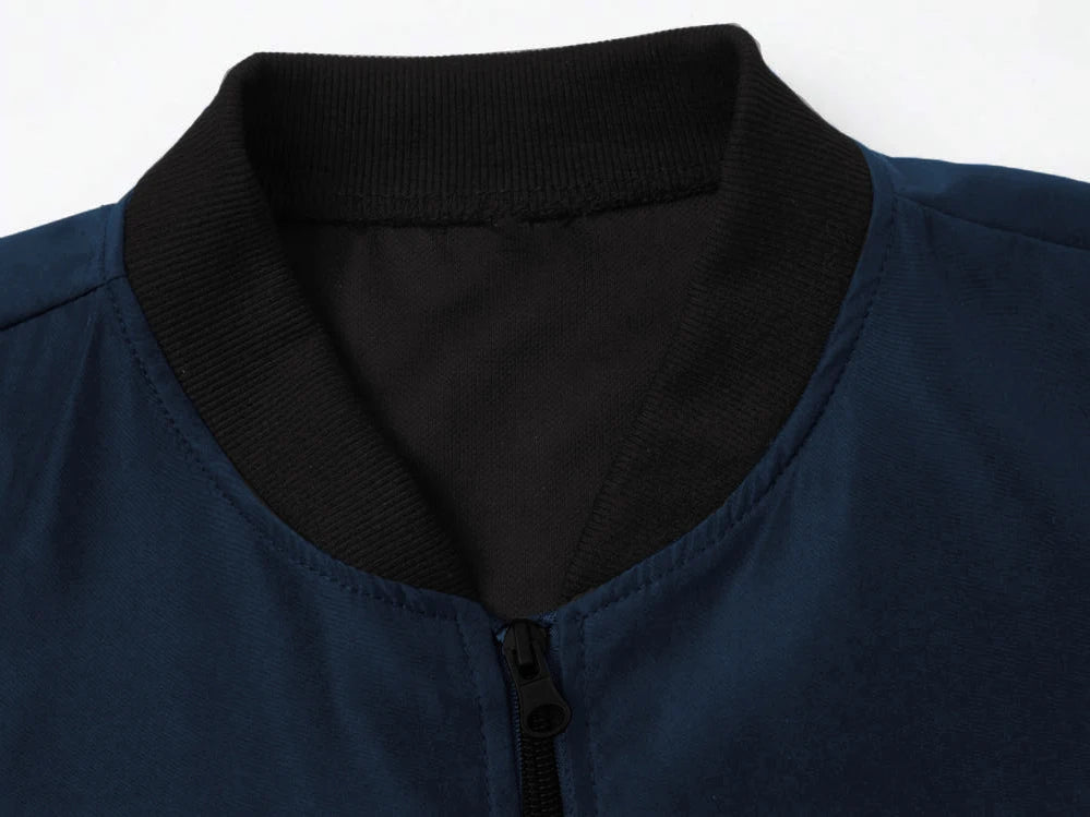 Men's Plain Light Jacket Outdoor Sports and Leisure/Stand-Up Collar Top with Zipper and Elastic Hem Windproof