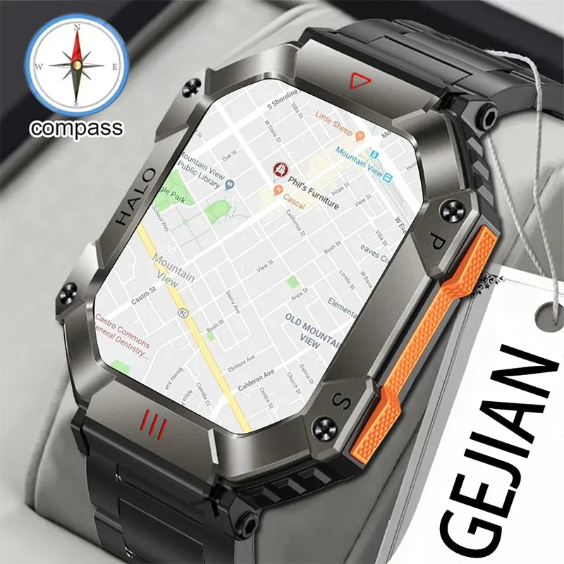 New Men's Smart Watch Compass GPS Movement Track Smartwatch 650/Large Battery Durable Military Smart Watches for Men