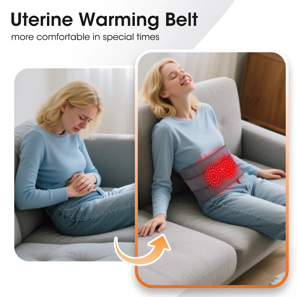 Cordless Heated Waist Massager Belt with Vibration 3-Level Adjustable/Heat & Massage Intensity Rechargeable Lumbar Heating Pad