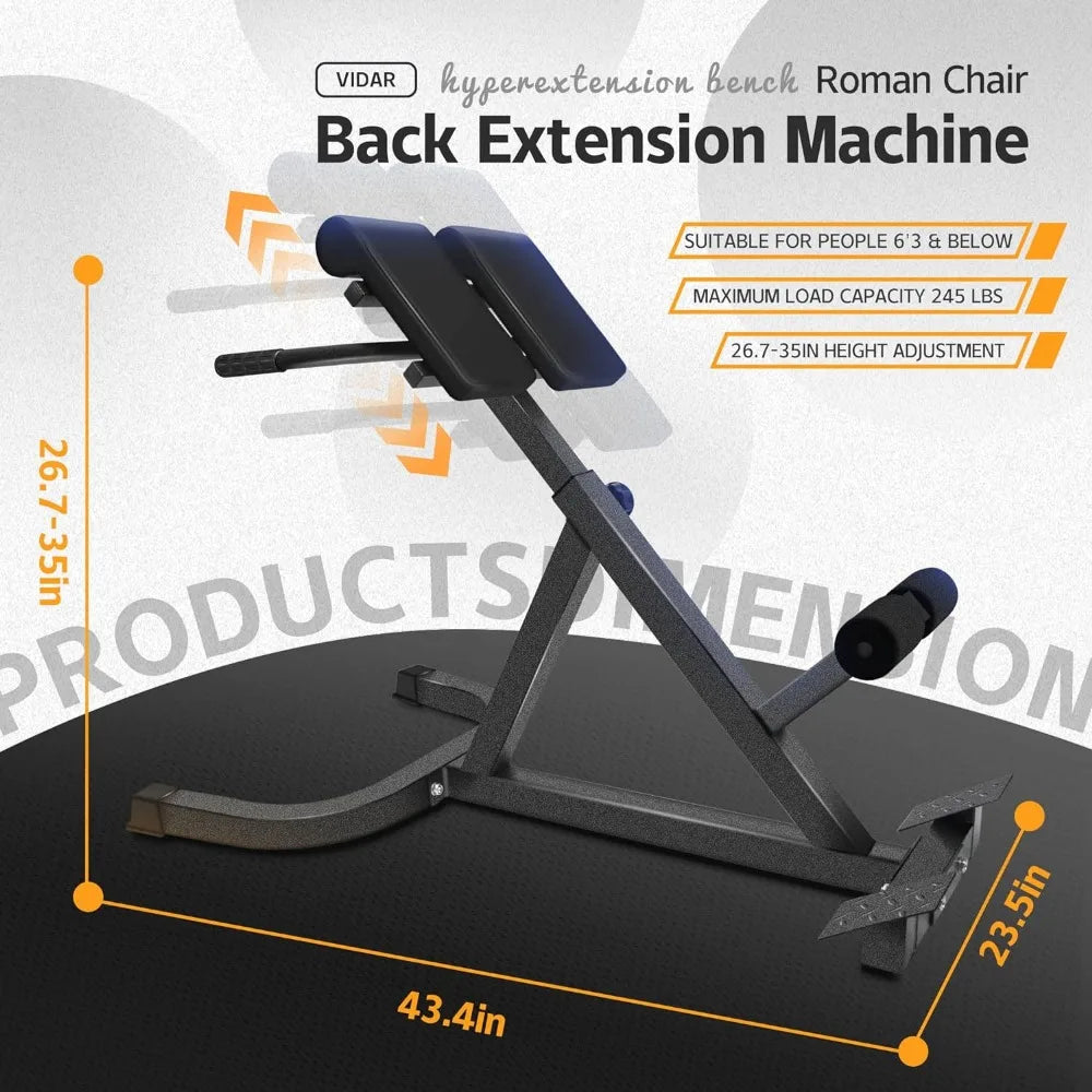 Roman Chair Back Extension Machine Lower Back Hyperextension Bench/Adjustable Exercise Equipment for Hamstring