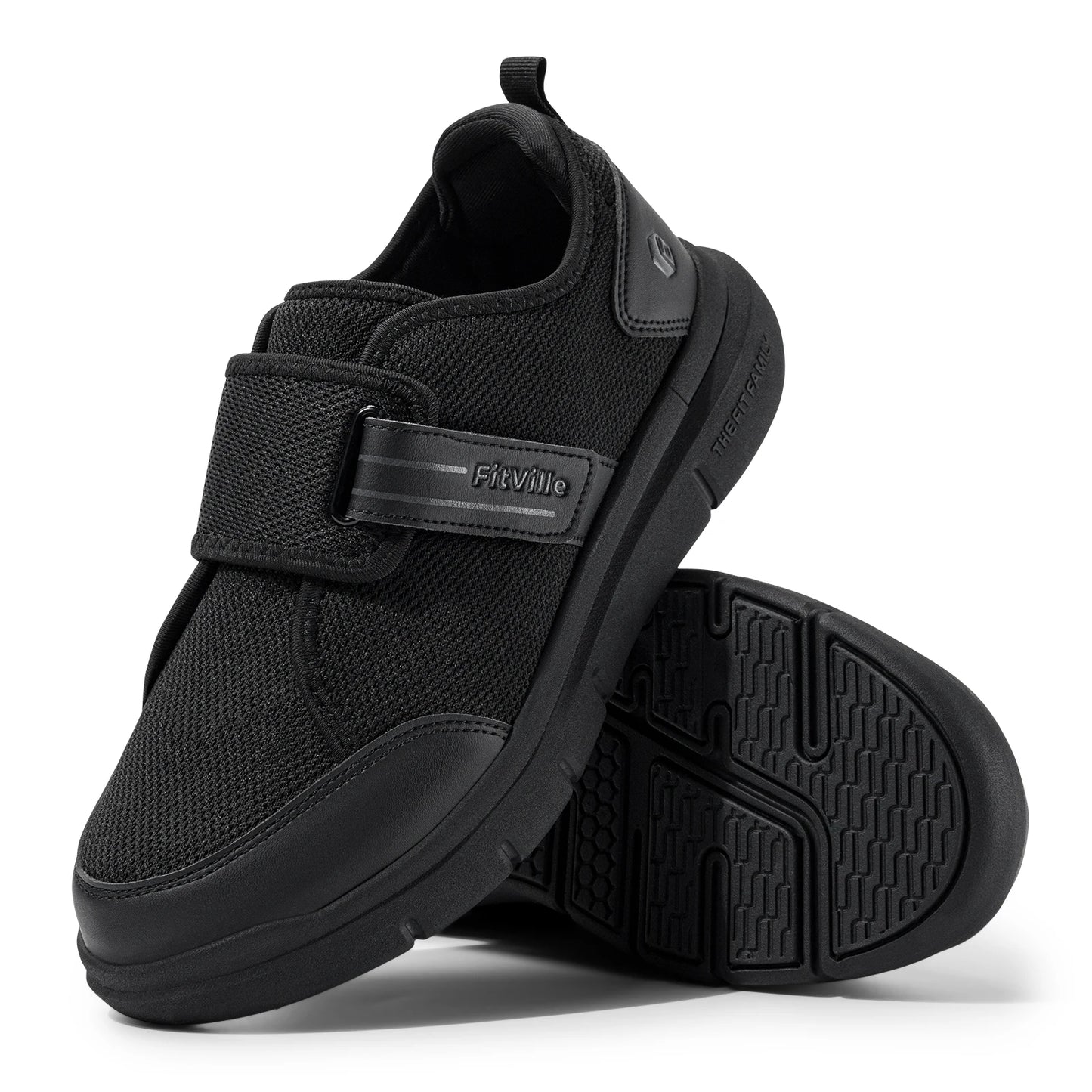 FitVille Diabetic Shoes for Men Extra Wide Hook and Loop Walking Shoes/for Elderly for Swollen Feet Foot Pain Relief Neuropathy Shoes