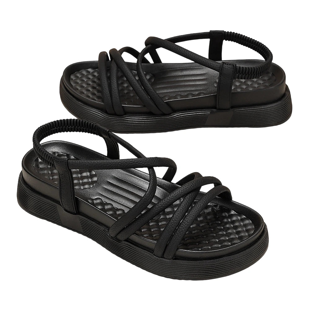 Women's Beach Sandals Thin Strap Platform Shoes/Summer New Soft Sole Sporty Sandals Versatile Flat Shoes