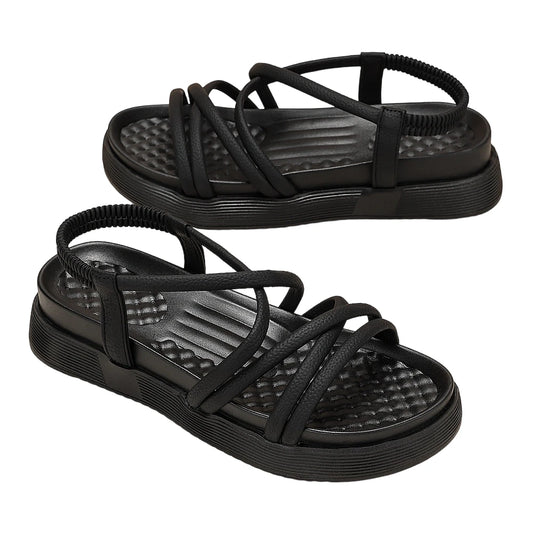 Women's Beach Sandals Thin Strap Platform Shoes/Summer New Soft Sole Sporty Sandals Versatile Flat Shoes