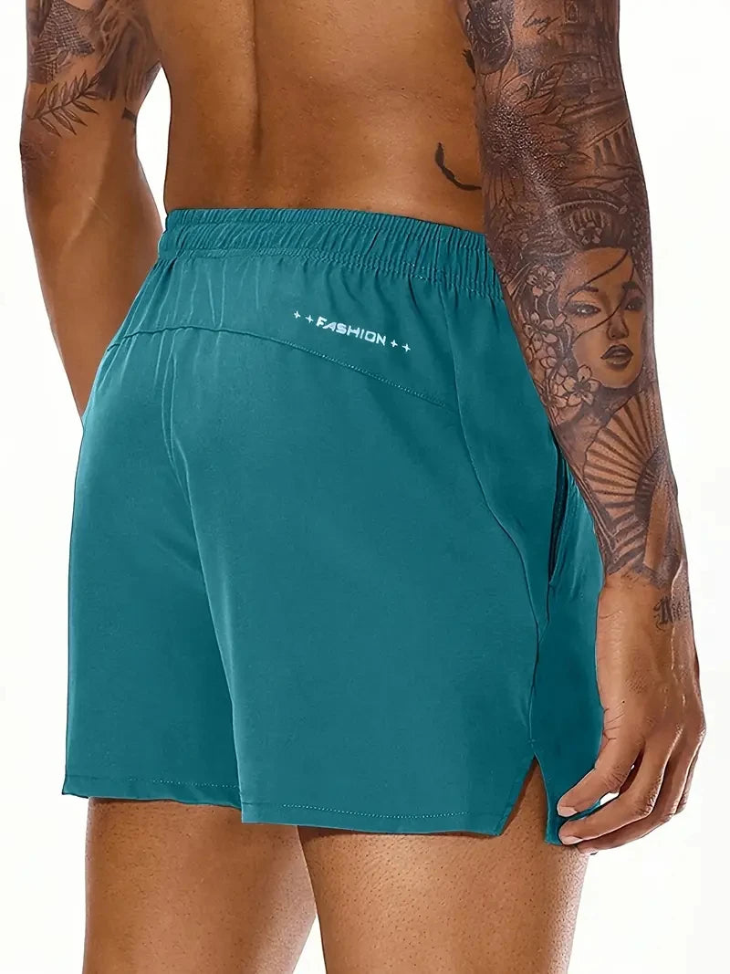 Men New Summer Beach New Models Solid Color Fashion/Leisure Comfortable Elastic Waist Double Pockets Cool Sports Shorts