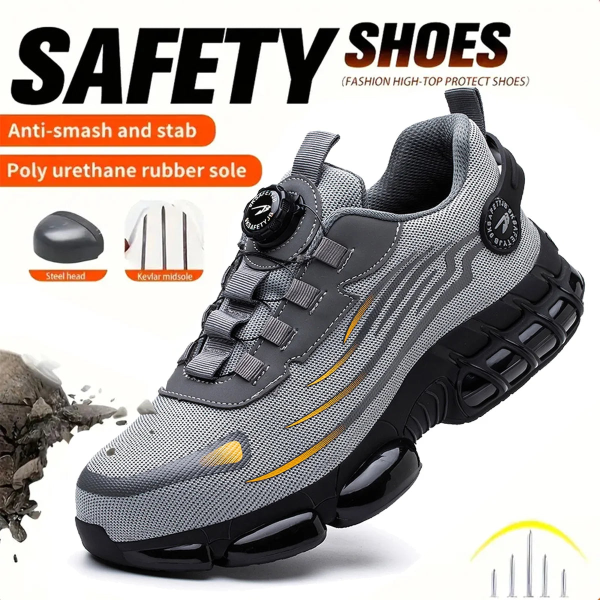 Breathable lace-free soft sole comfortable anti-smash/anti-puncture labor insurance Men shoes