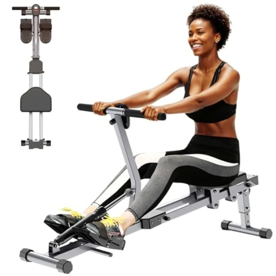 Compact Adjustable Rowing Machine with 12 Levels of Resistance/for Complete Body Workout at Home Low Impact Exercise Equipment