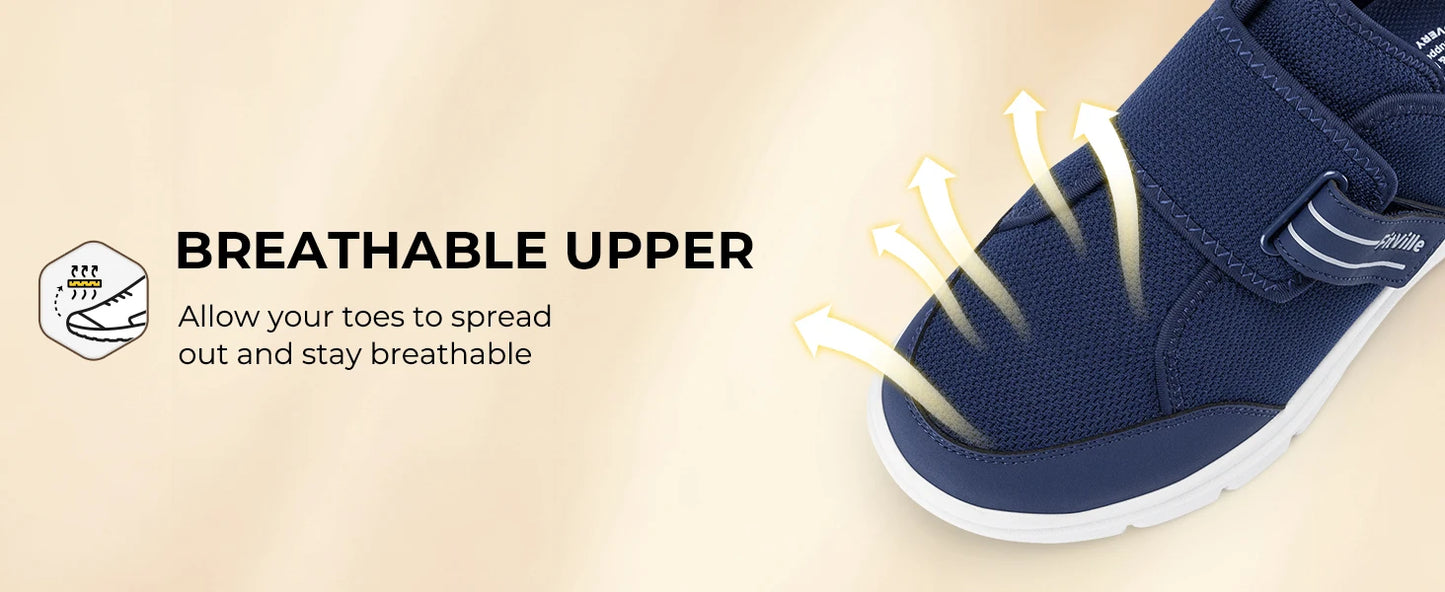FitVille Diabetic Shoes for Men Extra Wide Hook and Loop Walking Shoes/for Elderly for Swollen Feet Foot Pain Relief Neuropathy Shoes