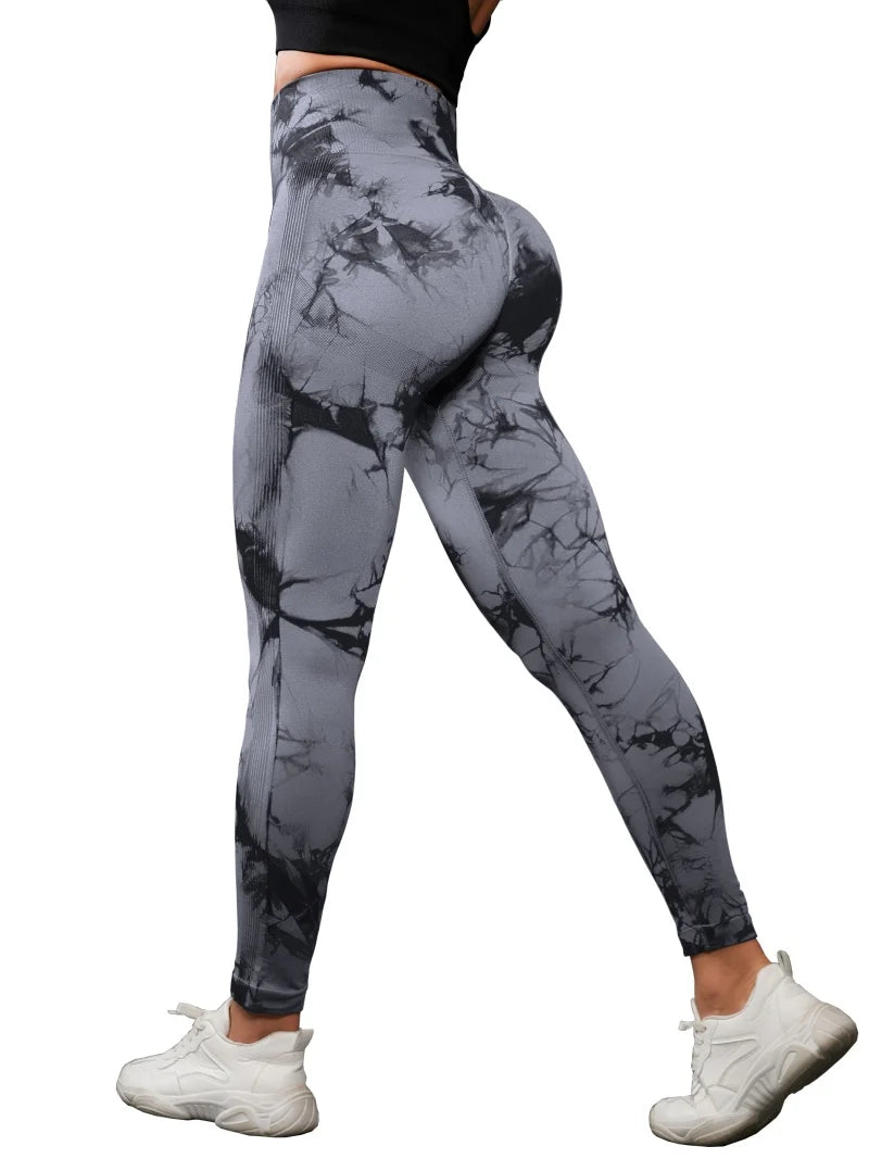 3 Piece Workout Leggings Sets for Women High Waisted Tie Dye Gym Scrunch/Lifting Seamless Yoga Leggings Athletic Pants