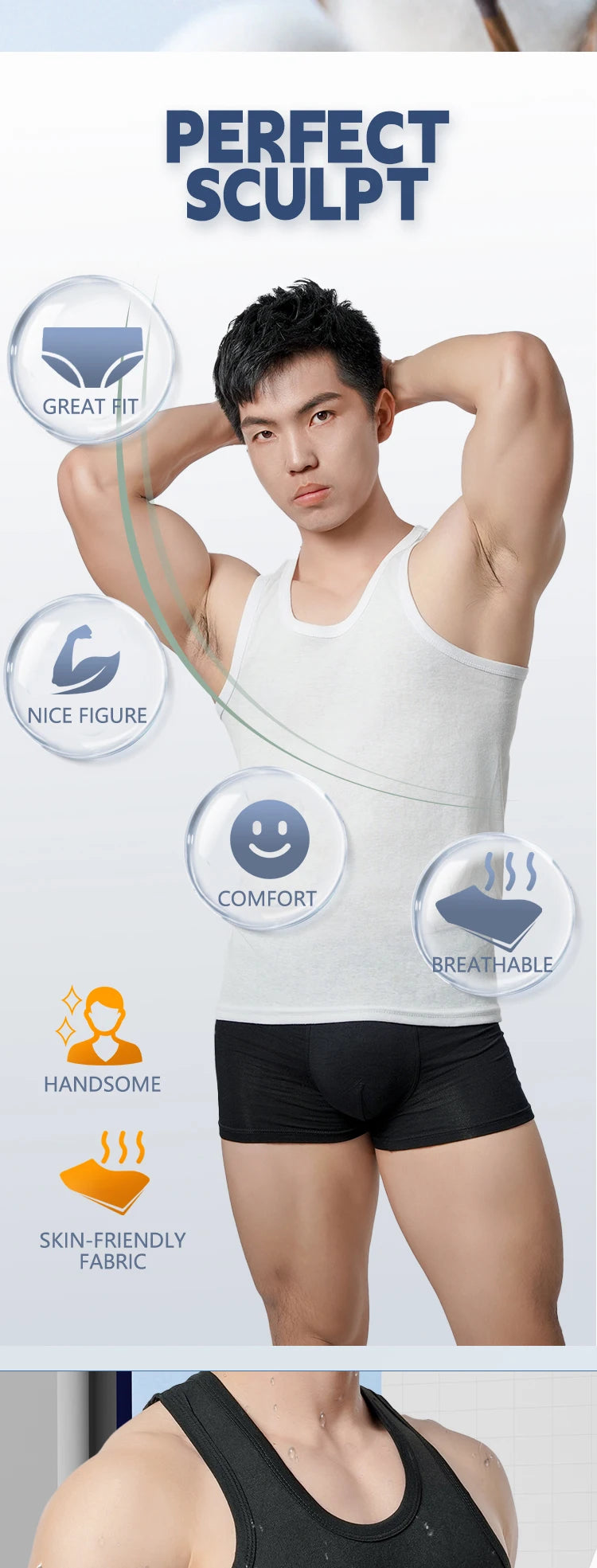 3pcs Pure Cotton Men Four Seasons Vest Simple Fit/Sports Fitness T-shirt Middle-aged Casual Sleeveless Tops L-4XL