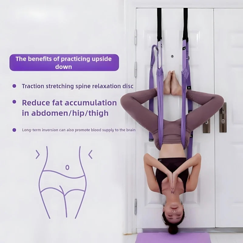Luxury Purple Aerial Yoga Rope Soft Fabric+Stable Support/Home Workout Safety Single Piece
