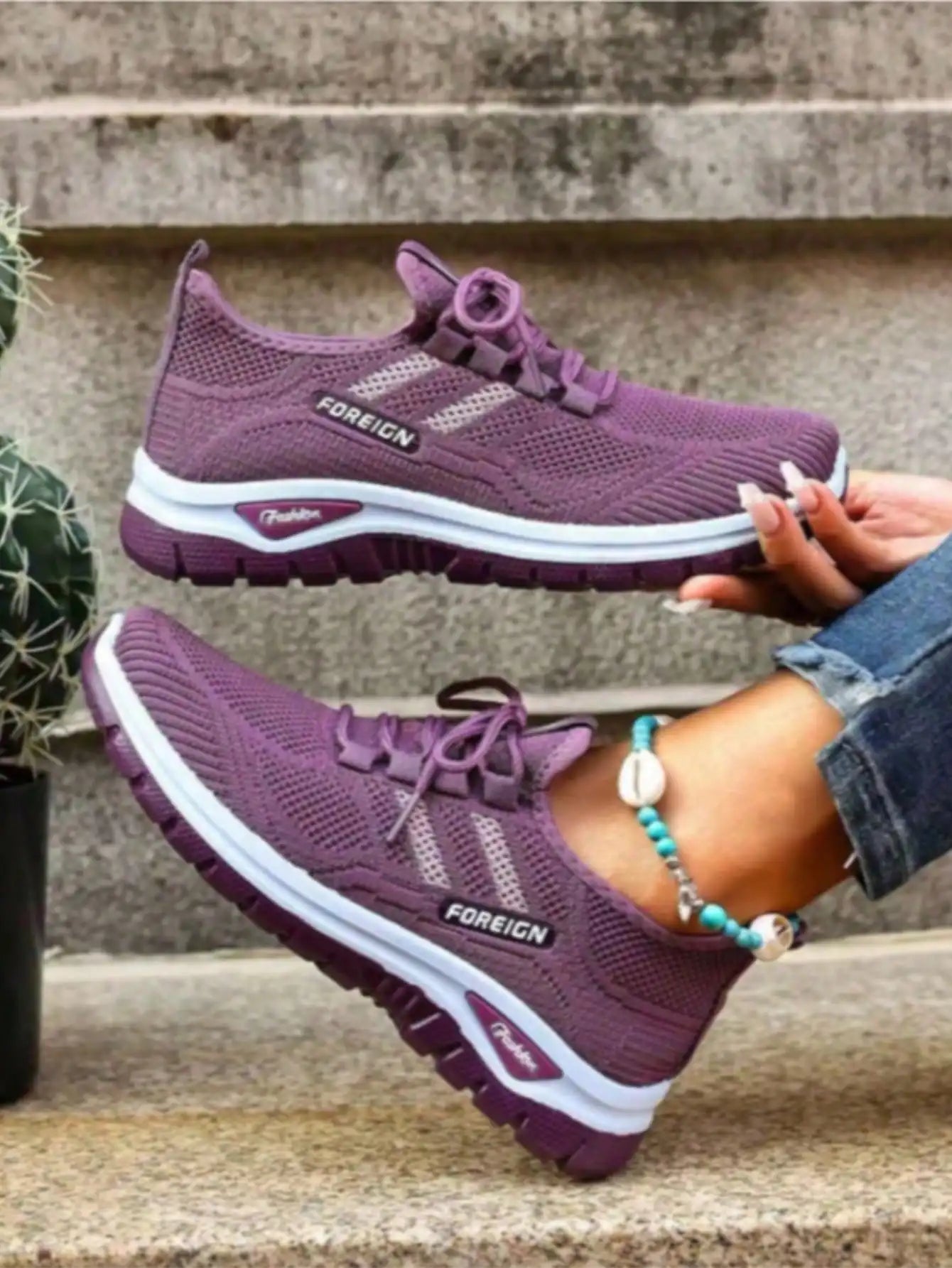 Women Breathable Knit Air Cushion Platform Walking Sneakers/Lace Up Lightweight Non Slip Wedge Casual Shoes Shock Absorbing