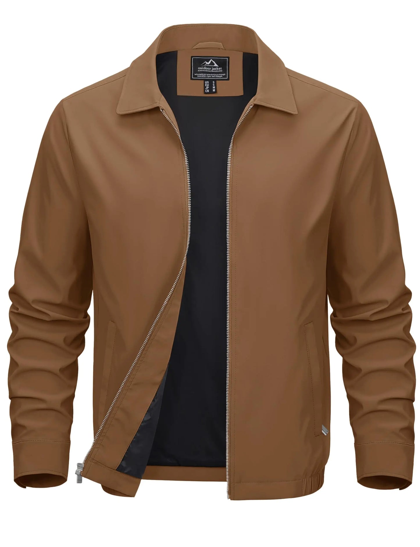 Men's Lightweight Windbreaker Jacket Full Zip Casual Jacket/Water-Repellent Coat with Zip Pockets Golf Work Outdoor