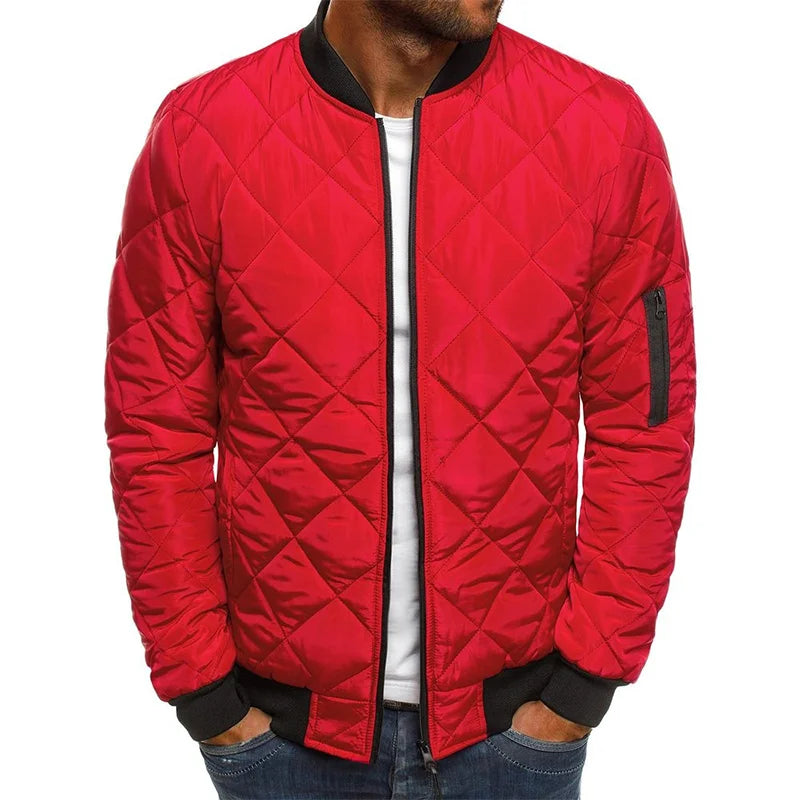 Winter New Jacket Men's Baseball Collar Mesh Pressed/Lightweight  Jacket Vintage Flight Casual Long Sleeve