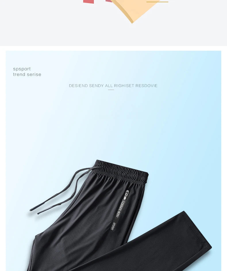 Summer Men Casual High end Ice Silk Pants Sports Pants/Quick-Drying Men's Trousers Sweatpants Male Elastic Plus Size 8xl 7xl 6xl