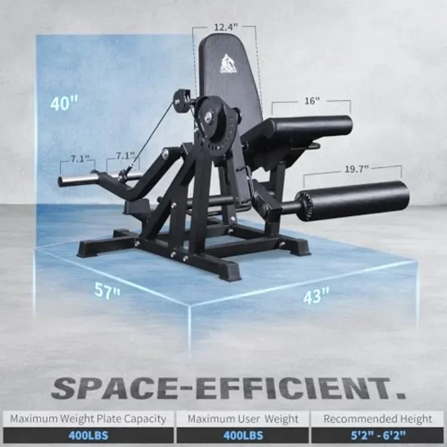 Home gym leg extension and curl machine steel frame black 800lbs capacity/adjustable seated extension and lying curl bench