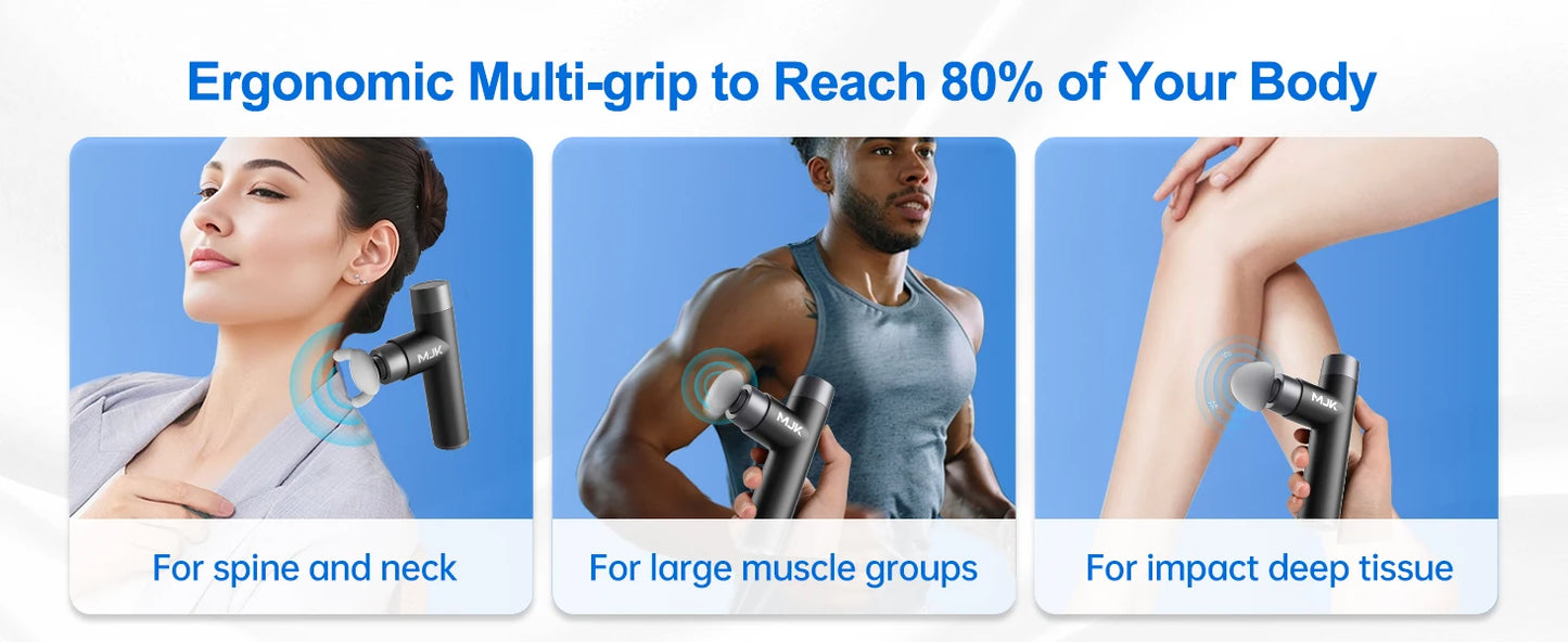 Mini Massage Gun, Percussion Deep Tissues Muscle with Heat/Portable Full-Metal Massage Gun with 3 Interchangeable Heads