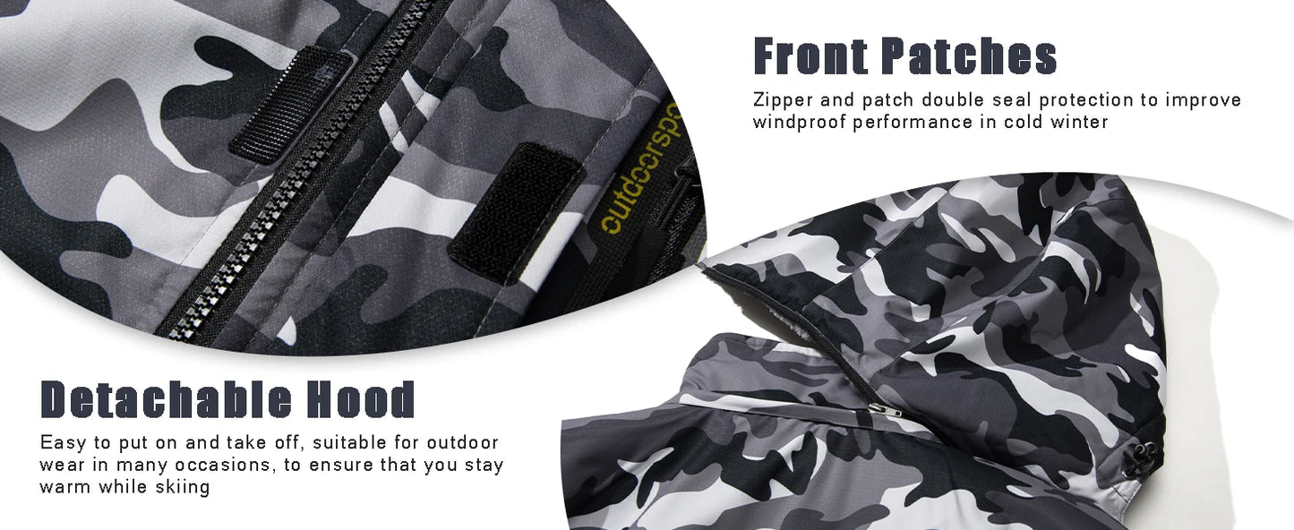 Men's Water-Resistant Ski Jacket Winter Fleece Lined/Snow Coat Warm Windproof Outdoor Jacket