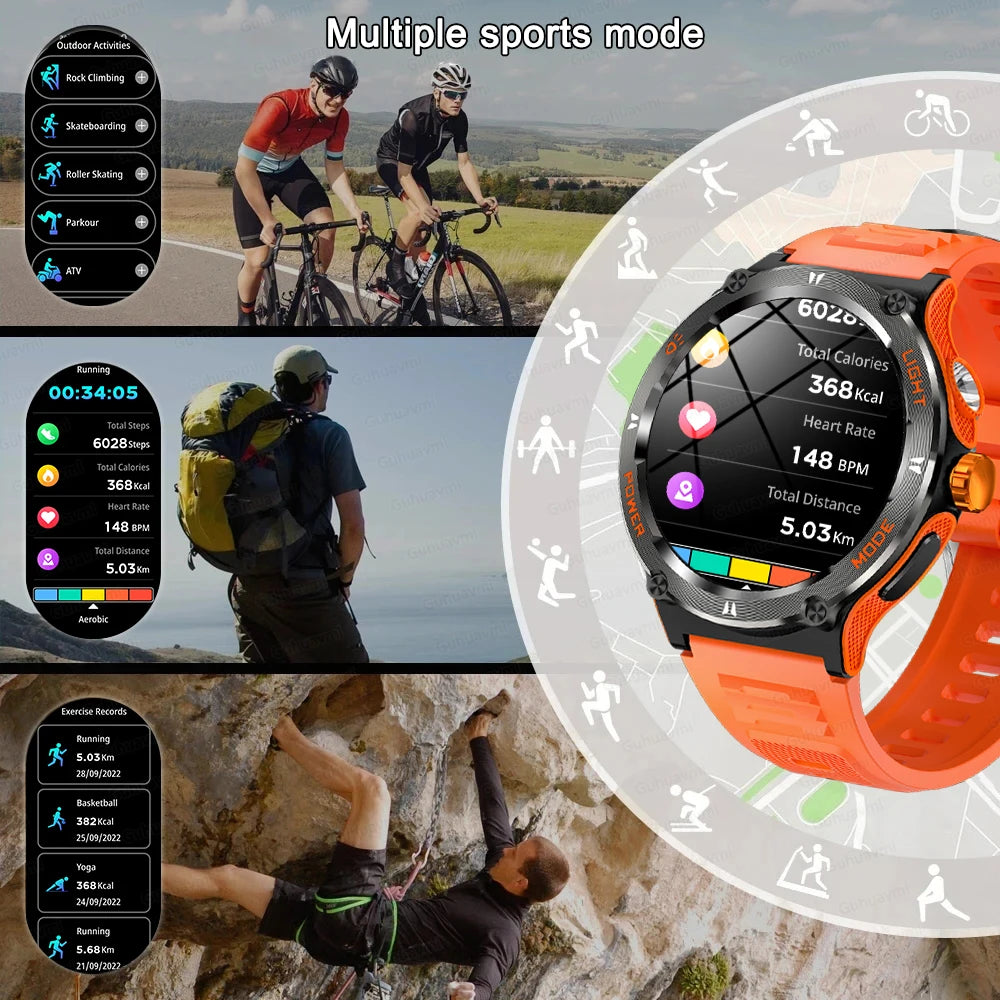 HUAWEI Xiaomi Outdoor Sport Smart Watch GPS Fitness Compass/LED Flashlight 3ATM Waterproof BT5.3 Call Smartwatch