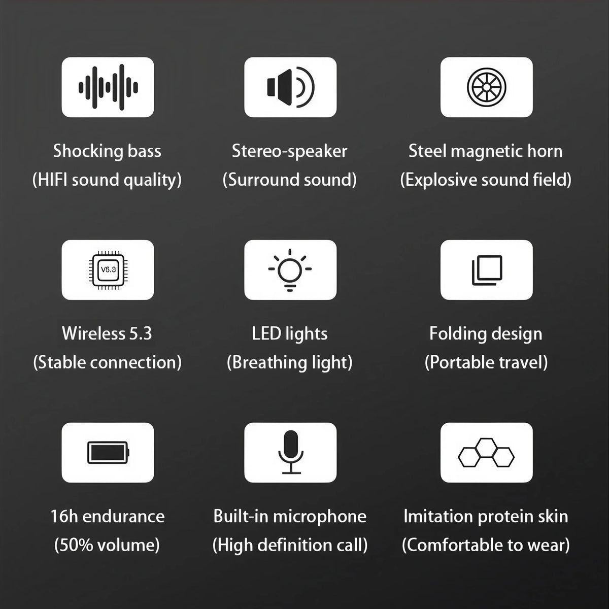 Over-Ear Bluetooth Headphones Wireless Sport Headset with Wired Option/LED Breathing Light, Foldable Choice for Men, Women and Students