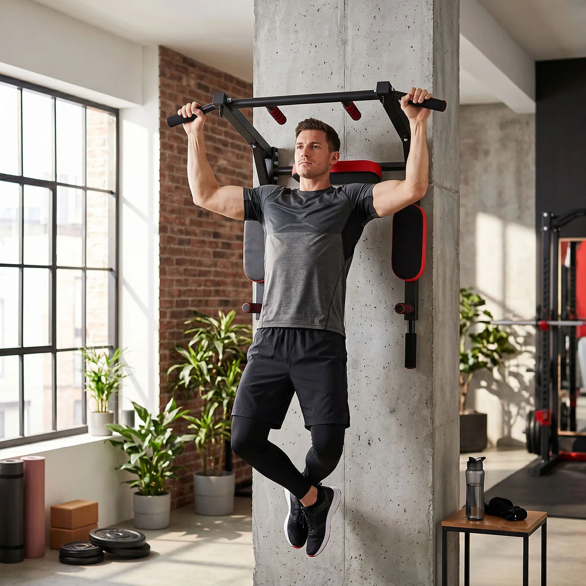 Wall Mounted Pull Up Bar Wall-Mounted Pull-Up Bar Dip Station/Multifunctional for Home Gym Indoor Workout Supports to 551LBS