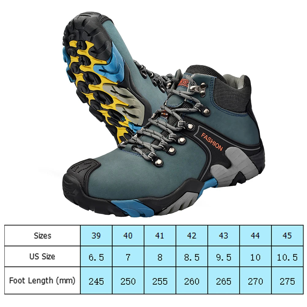 Men's Climbing Shoes Non Slip Winter Snow Boots Casual Sneakers/Waterproof PU Lace Up Sneakers for Hiking Climbing