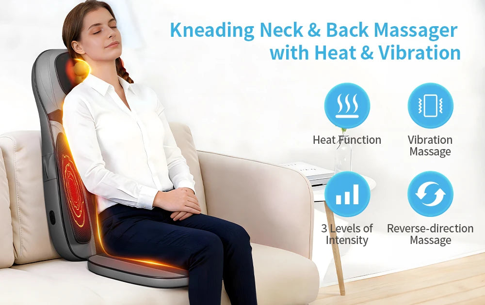 Shiatsu Neck Back Massager with Heat Adjustable Massage Chair Pad/Back Support Massage Seat Cushion for Full Body Massager