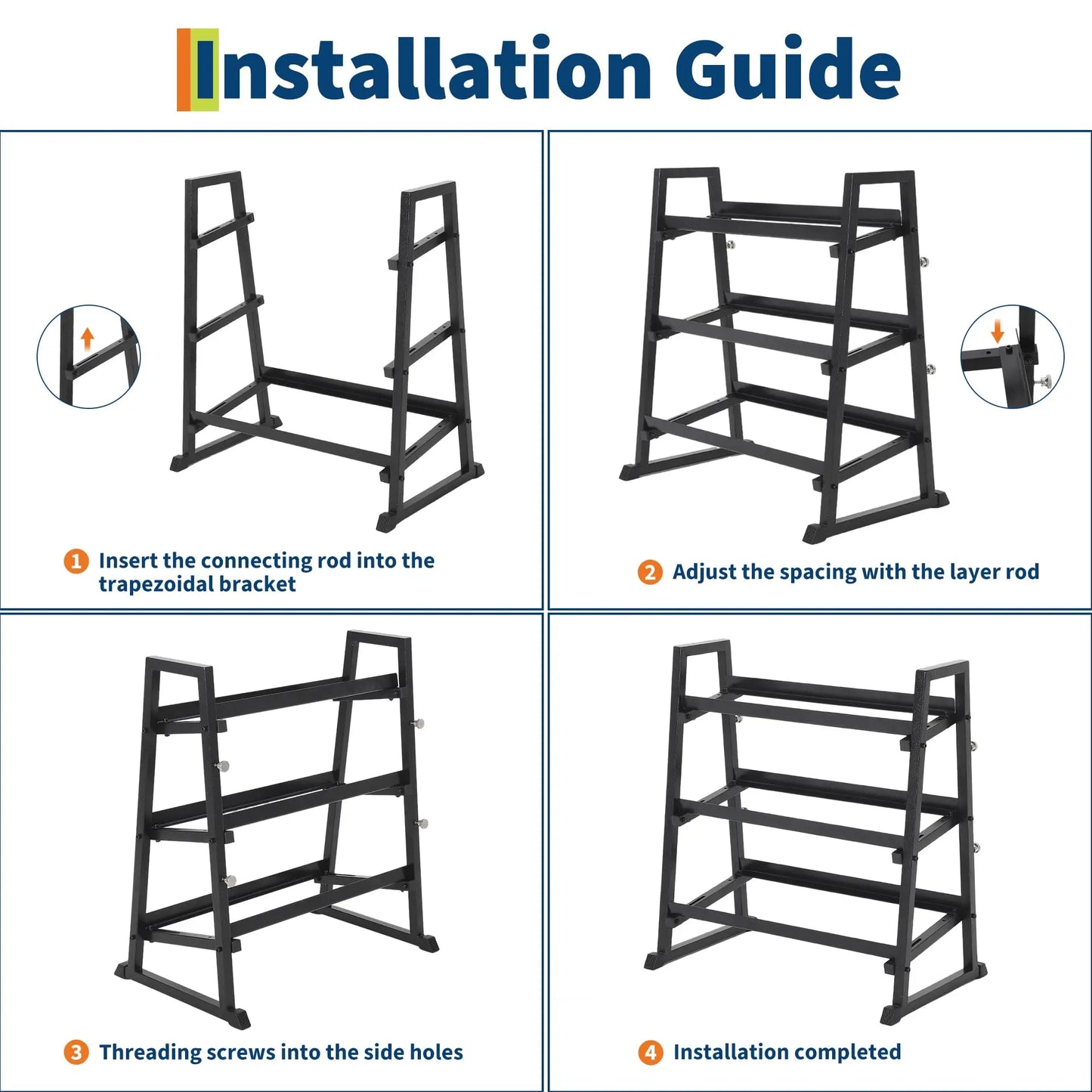 Dumbbell Rack 3 Tier Weight Rack For Home Gym Trapezoidal Frame/And H Frame Weight Stand For Dumbbells Kettlebells