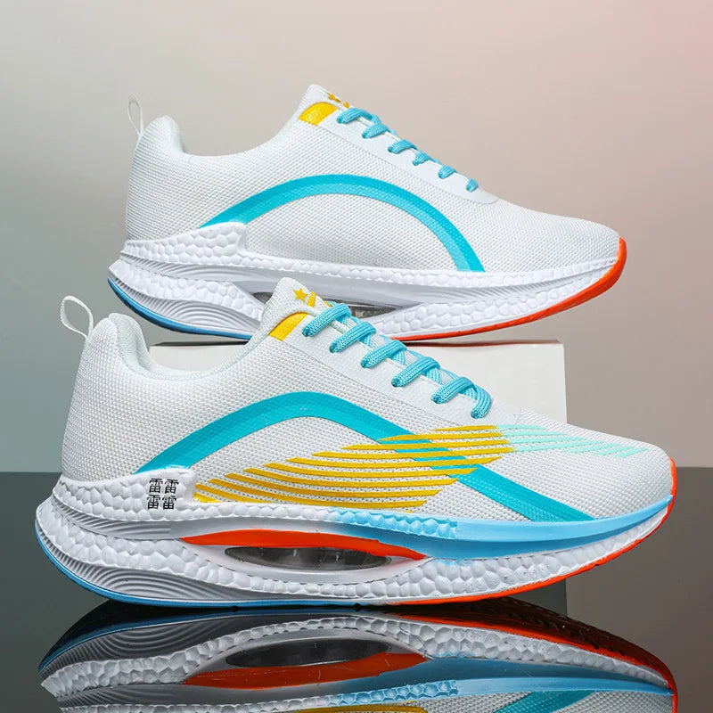Men's lightweight mesh sports shoes, shock-absorbing/running shoes with air cushion and popcorn sole