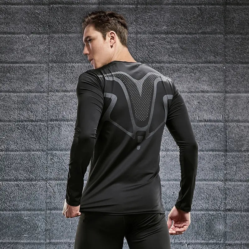 Men's Gym Compression Shirt Male Rash guard Fitness Long Sleeves/Running Clothes Homme T Shirt Football Jersey Sportswear Dry Fit