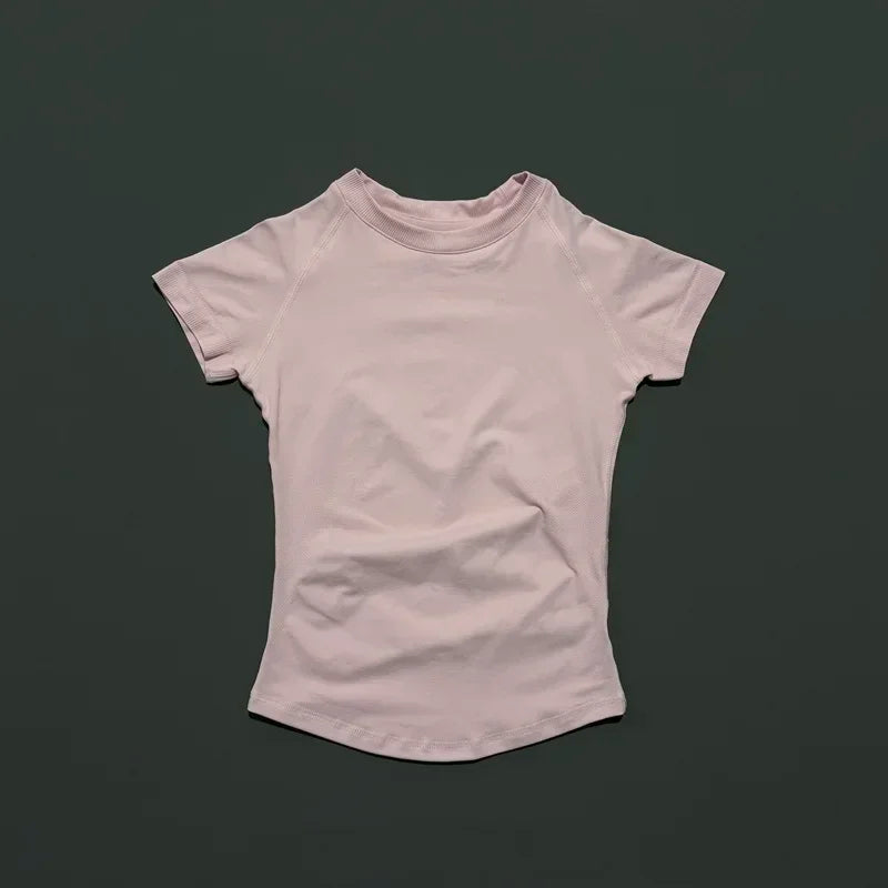 Women Sports T-Shirt Round Neck Short Sleeve Breathable Stretchy Tops/Gym Fitness Yoga Running Workout Casual Athletic Shirts