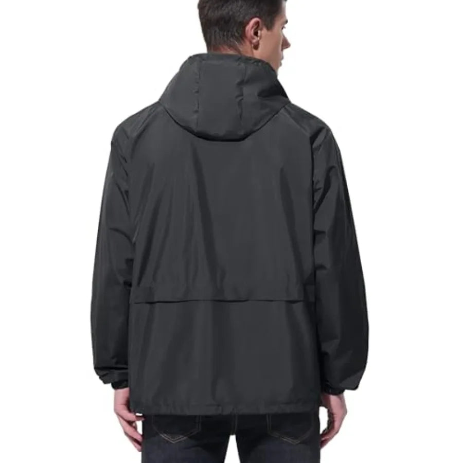 UIQUR Men's Rain Jacket Raincoat Windbreaker Running Waterproof/Lightweight Packable with Hood Travel Hiking Cycling
