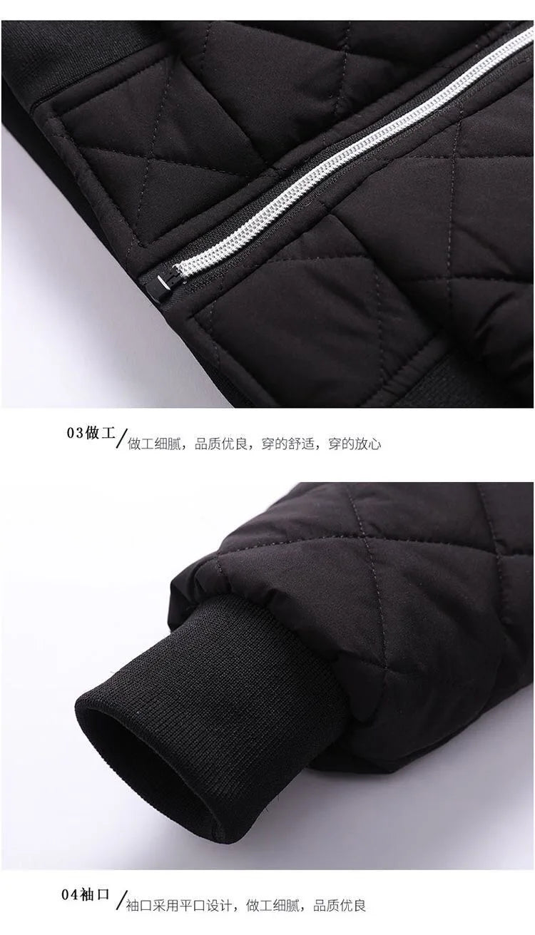 Autumn Winter Bomber Jacket Men Diamond Pattern Fleece Lined/Casual Jacket Men Fashion Clothing Brand New Slim Fit Coat