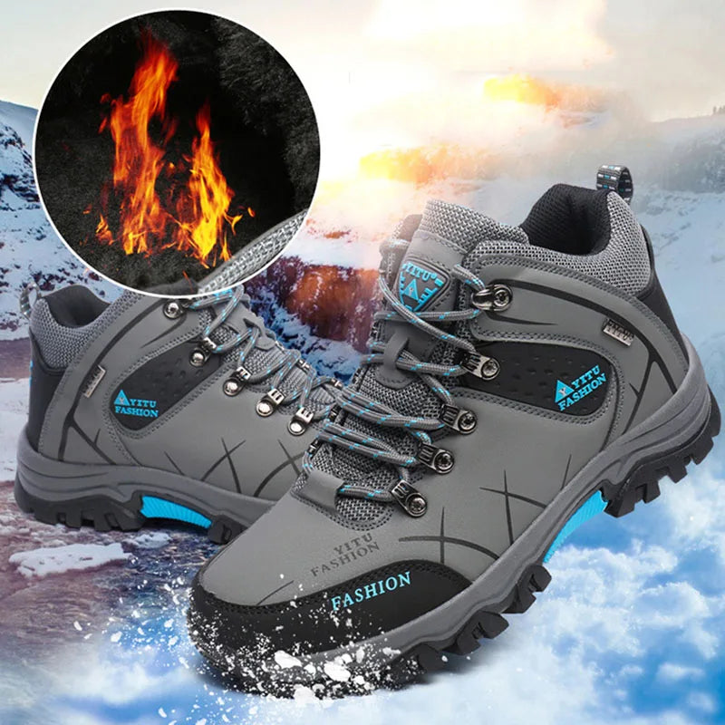 Oulylan Climbing Shoes Sports Thick Insulation Men/Hiking Waterproof Trekking Boots Mountain Rubber Sole Shoes