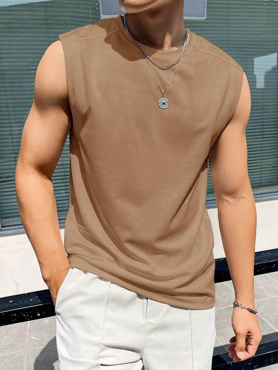 Men Solid Sleeveless Tank Top/Casual Basic Top