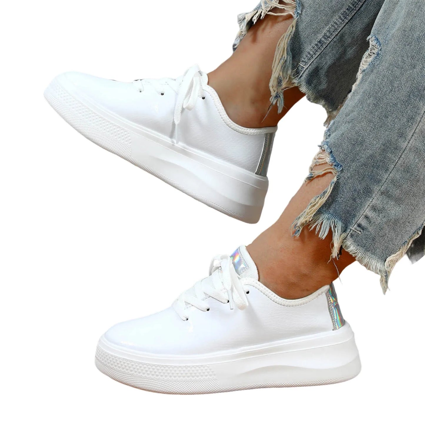 Women Sneakers Couples Fashion Embossed Leather Sneakers/Thick Soled Casual Comfortable Non Slip Women's Sports Shoes