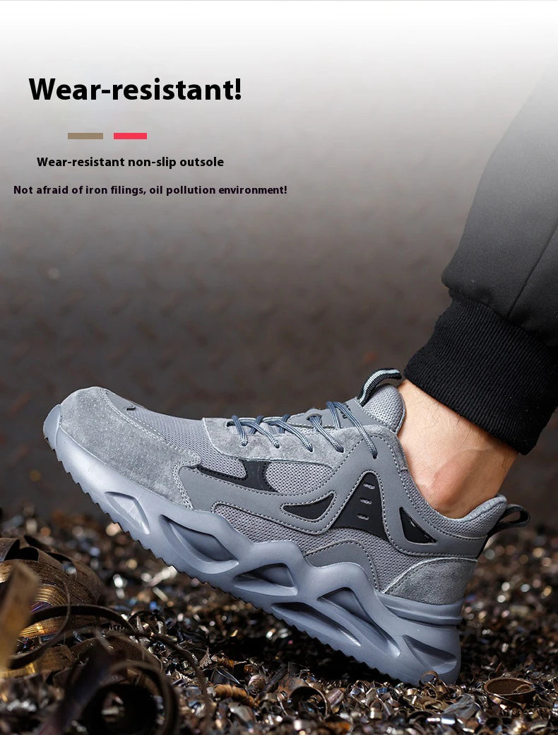 Men's Comfortable Soft-Soled Smash/and Puncture Resistant Work Shoes