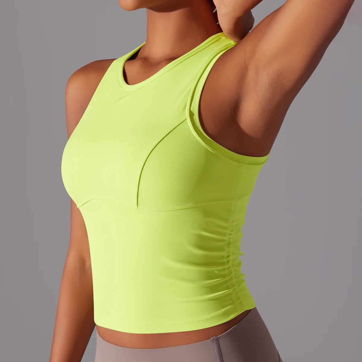 Sleeveless Yoga Vest Slim Sportswear  Stretchy Slim Sports Bra/Breathable Pleated Tank Top Quick Dry Fitness Wear Sexy Slim Top