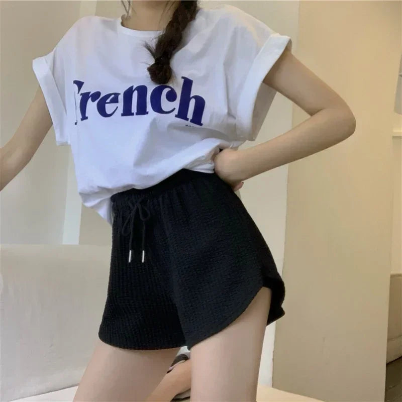 Women Gym Fitness Running Shorts Women's Summer Thin Style Loose/Casual Large Size Wide Leg High Waist A-word Sports Hot Pants