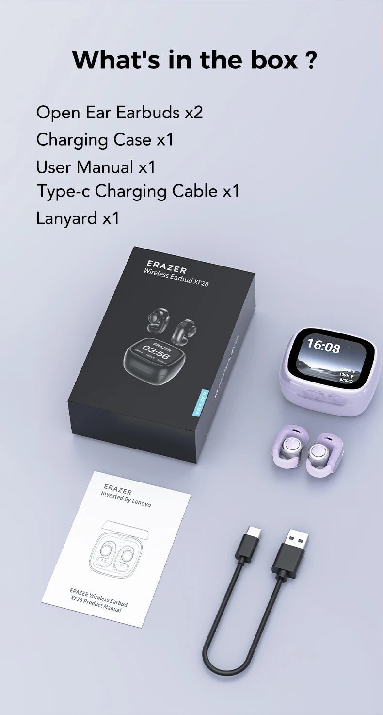 ERAZER XF28 Bluetooth V6.0 Translation Earphones Open-ear/True Wireless Earbuds Office Travel ASMR Headset APP