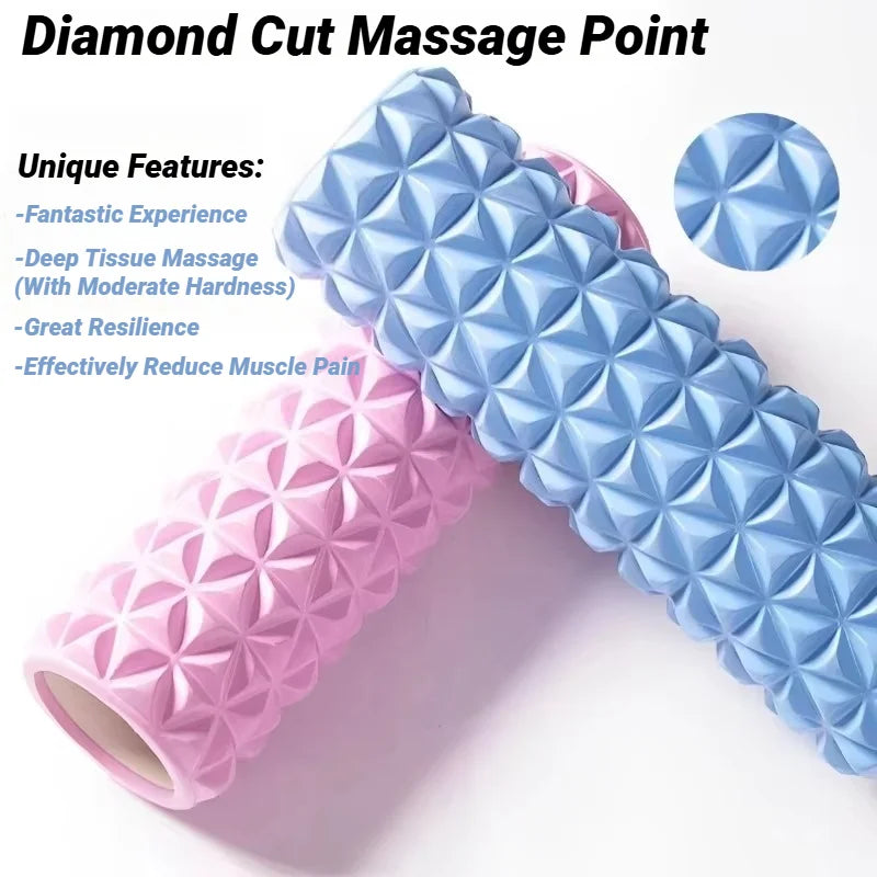3D Diamond Foam EVA Massage Roller Hollow Yoga Column Fitness Equipment/For Muscle Physiotherapy And Sports Rehabilitation Roller