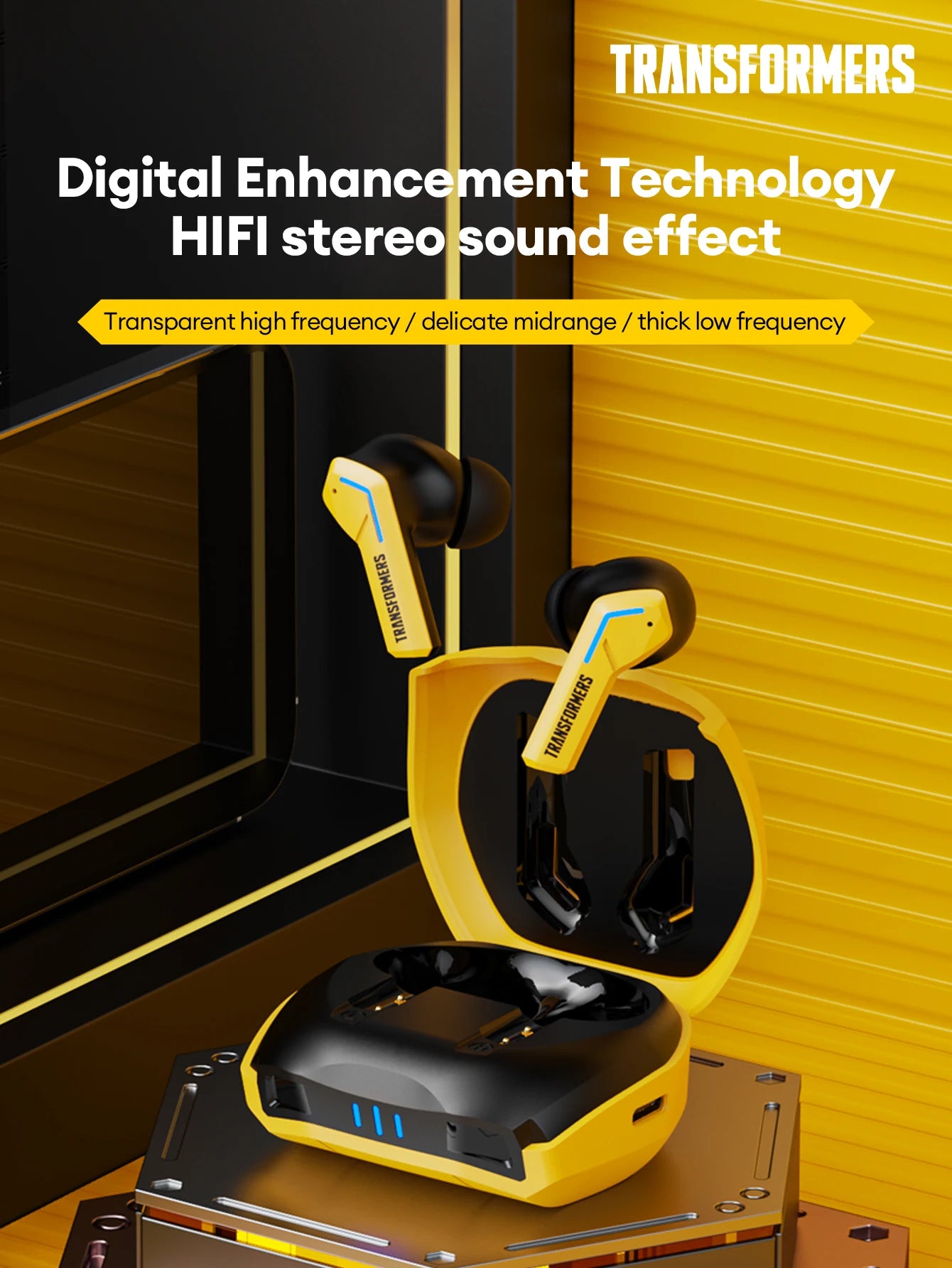 Ship From US Transformers TF-T06 Bluetooth Earphones Gaming Headset/Low Latency with Mic Headphones HD Call Wireless Earbuds