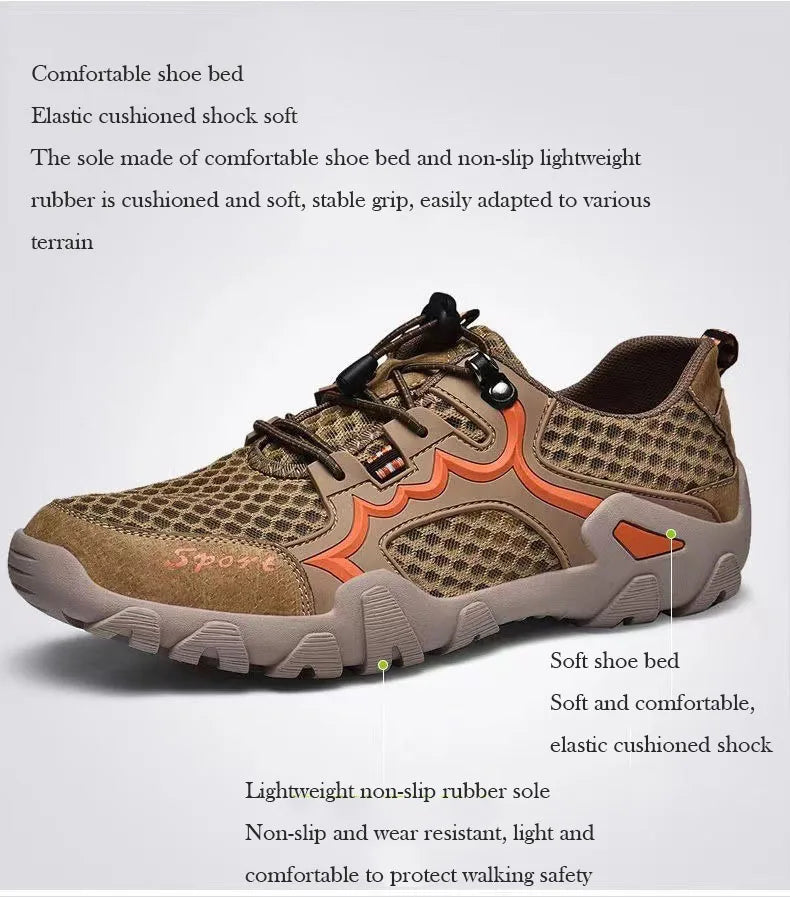 Oulylan Summer Breathable Men Hiking Shoes Mesh Outdoor Men/Climbing Shoes Men Sport Shoes Quick-dry Water Shoes