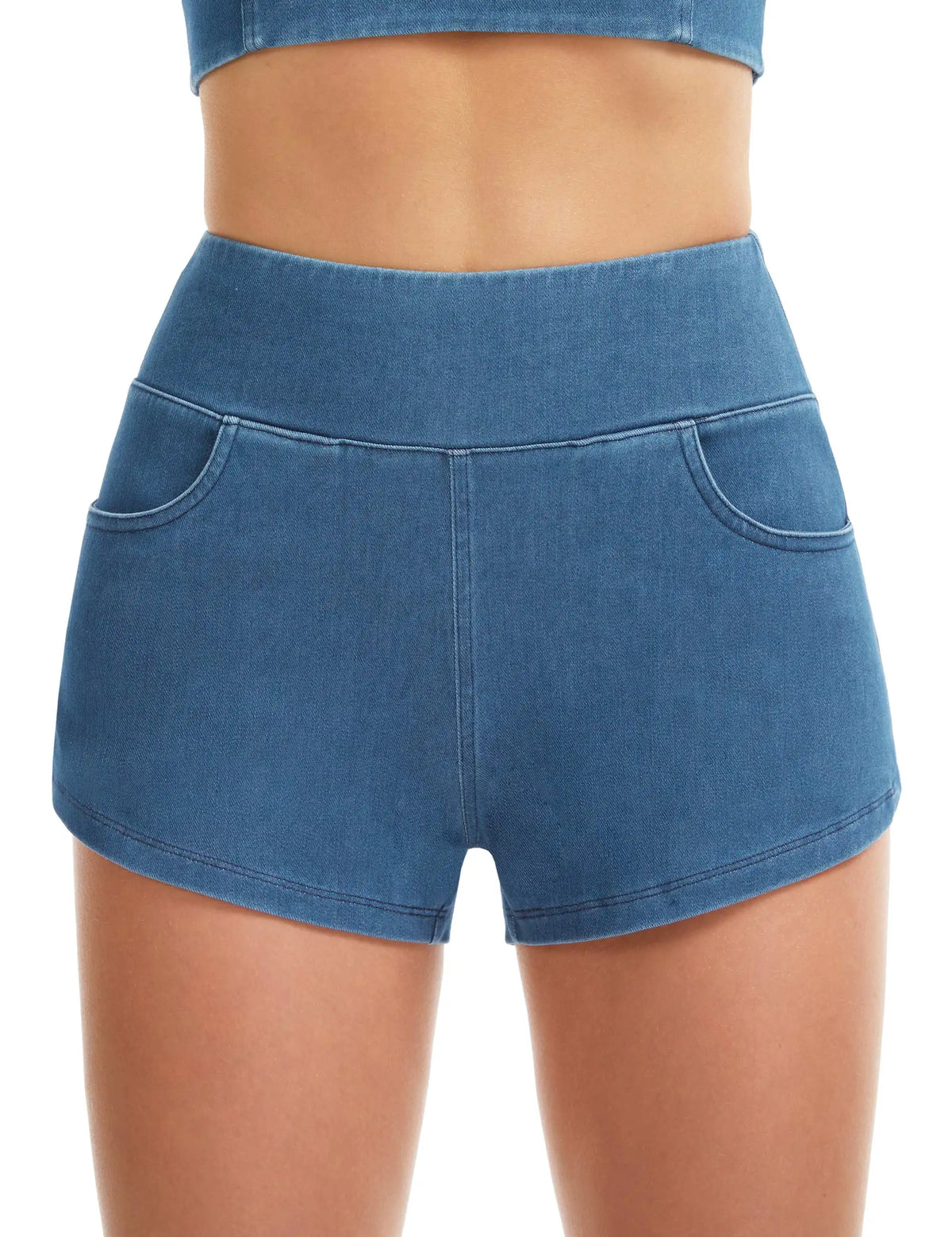 THE GYM PEOPLE Women's Stretchy Side Slit Denim Short/High Waist Pull On Jean Shorts With Pockets