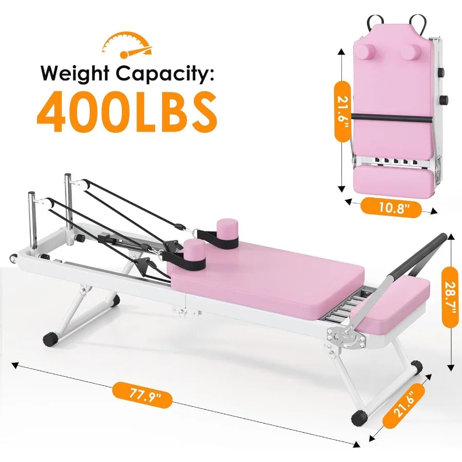 Foldable Pilates Reformer Machine for Home Gym Ideal/Pilates Workout Equipment for Beginners High Intensity Cardio Fitness