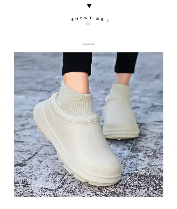 Winter Warm Kitchen Non-slip Waterproof Restaurant Working Shoes/Eva Chef Cotton Slippers Size 36-47