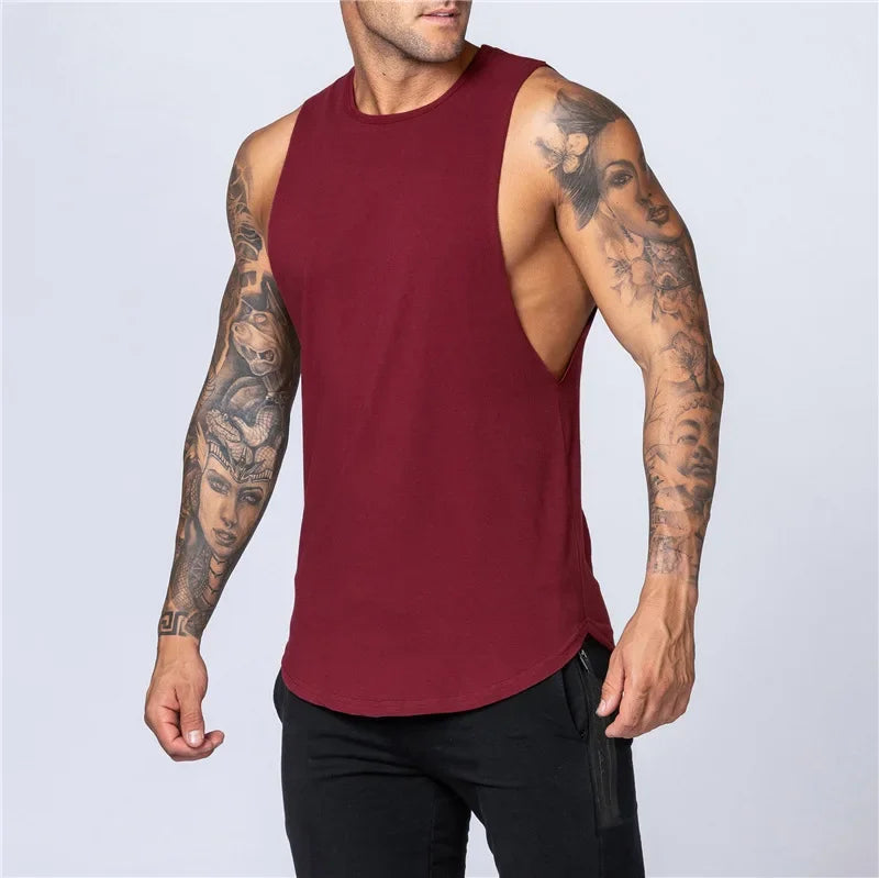 Men's Gym Clothing Summer Fitness Cotton Tank Top Men Jogging/Bodybuilding Sleeveless Shirt Breathable O-Neck Casual Muscle Vest