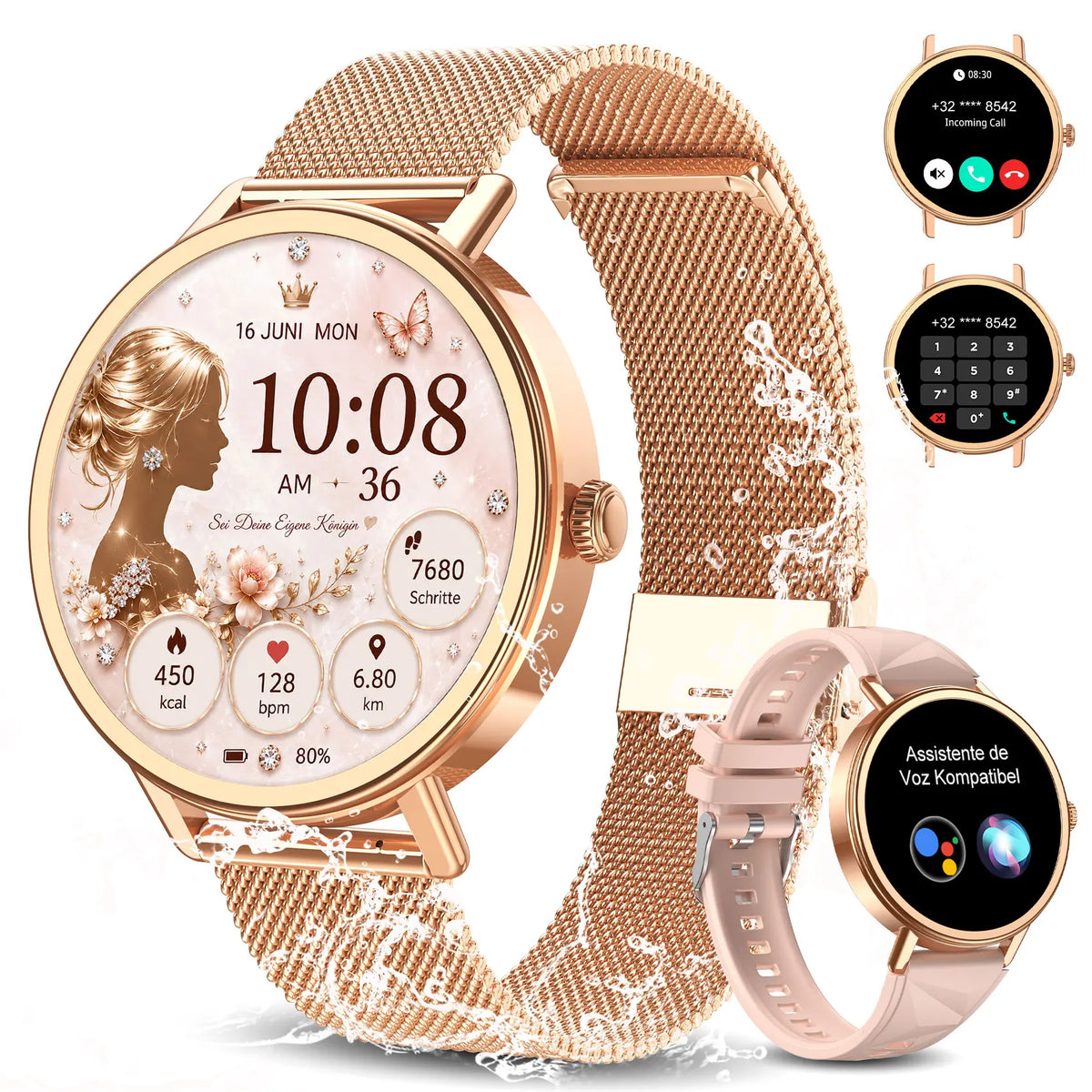 Blackview X30 Women's Smartwatch with Health Monitor Fitness Tracker/1.26” AMOLED Screen Bluetooth Smartwatch for Android IOS