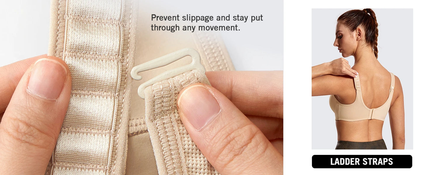 Yoga Sports Bra Women Max Control High Support Plus Size Underwire/Gym Fitness Tops Activewear Breathable Yoga Curve Underwear