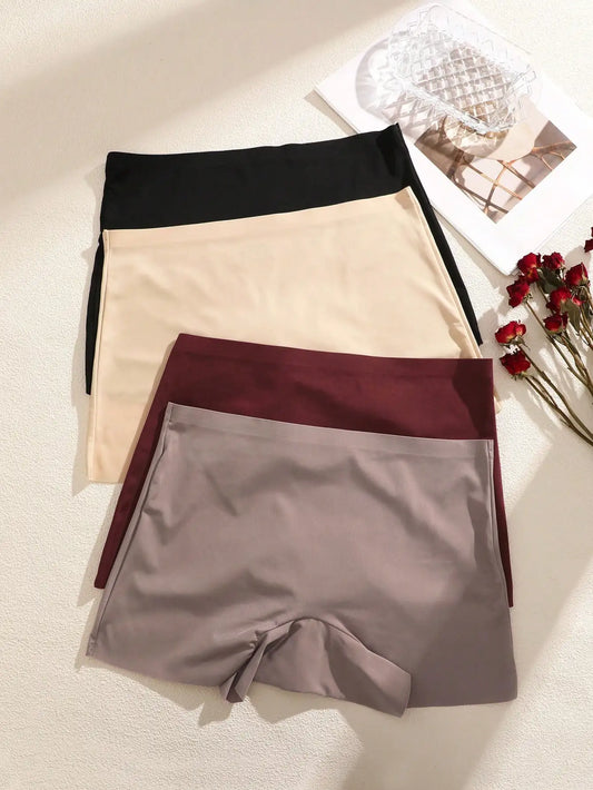 4pcs Solid Color High Waist Comfortable/Women Shorts Gothic Style