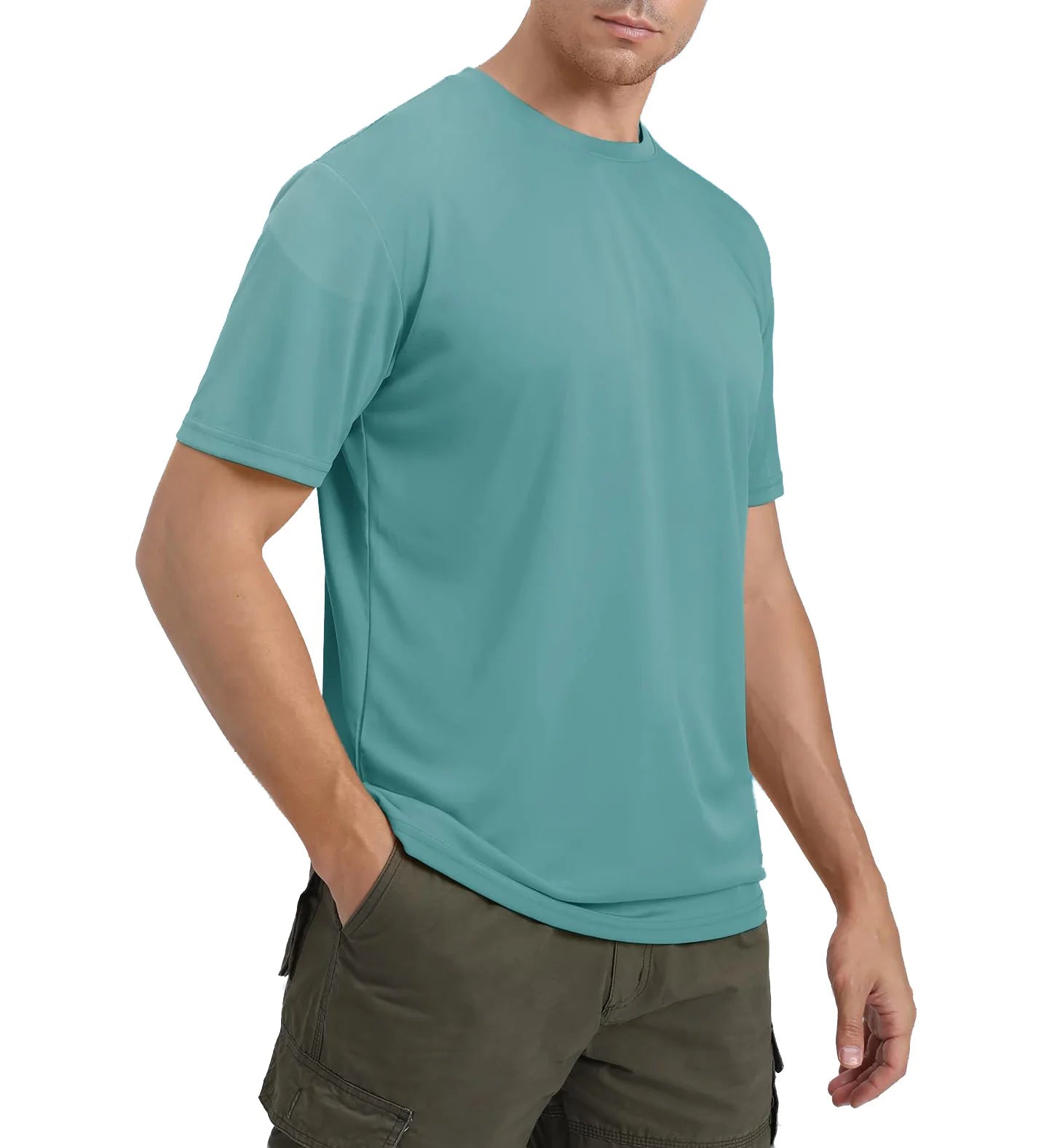 Men's UPF 50+ Shirt Sun Protection SPF UV Moisture Wicking/Lightweight Quick Dry Swim Rash Guard Short Sleeve Athletic Running